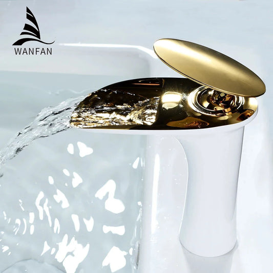 Gold Basin Faucets Waterfall Bathroom Faucet Single handle Basin Mixer Tap Bath Faucet Brass Sink Water Crane Silver 855923