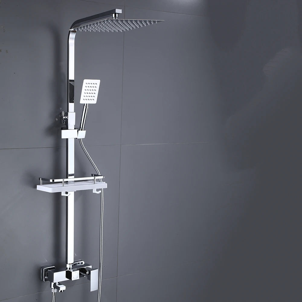 Stainless Steel Shower Faucet Set Rainfall Sliver High Quality All Metal Bathtub  Mixer Tap 4-way With Bidet