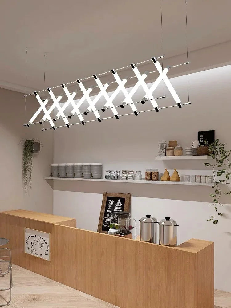 Acrylic Tube LED Hanging Pendant Light for Dining Room Restaurant Hanging Chandelier Long Ceiling Pendant Lamp Kitchen