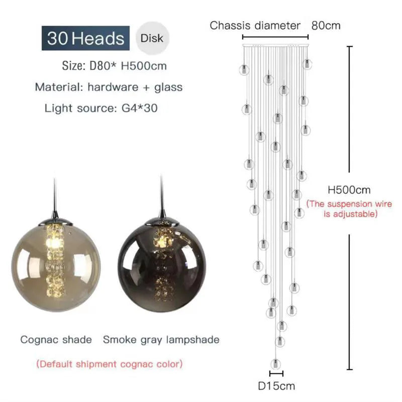 Nordic Glass Ball Chandelier in Black