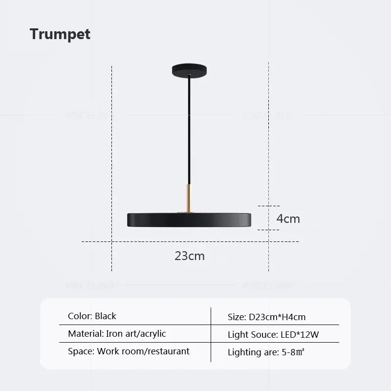 Modern minimalist pendant light LED Disc Lights Study Decor replica design lamp For Bedroom Living Room Office home design light