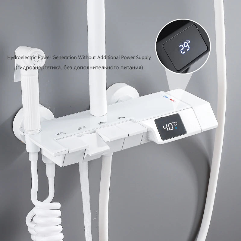 OXG Shower Faucet Bathroom Rain Shower Faucet Set With Digital Display,Rain Shower Column,Bidet Faucet 25C/30CM Watering Can