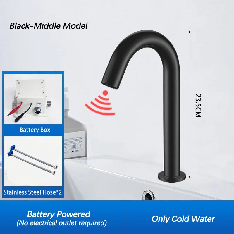 Black Automatic Touch Free Infrared Sensor Bathroom Basin Faucet.Touchless Tapware.Cold Hot Water Mixer Tap.Bathroom Sink Faucet