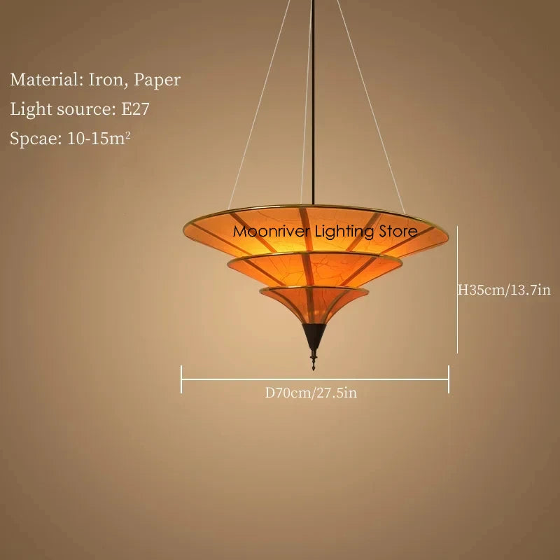 Buddhist Mood Teahouse Chandelier Southeast Asian Hanging Lamp Wabi Sabi Pendant Light for Home Staircase Decor Room Lustre