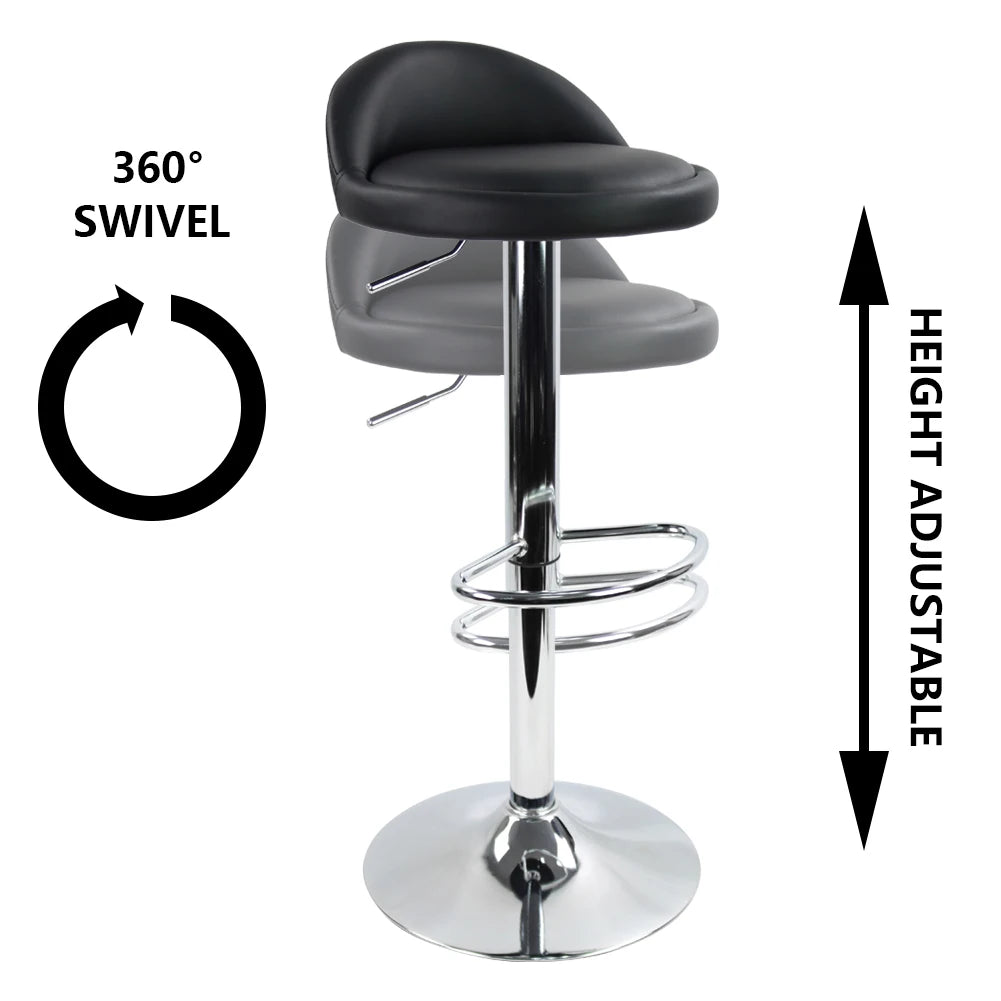 PU Leather Adjustable Bar Stool with Back Rest Height