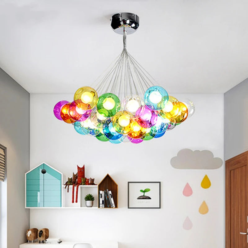 Glass Modern LED Ball Bubble Hanging Lamp