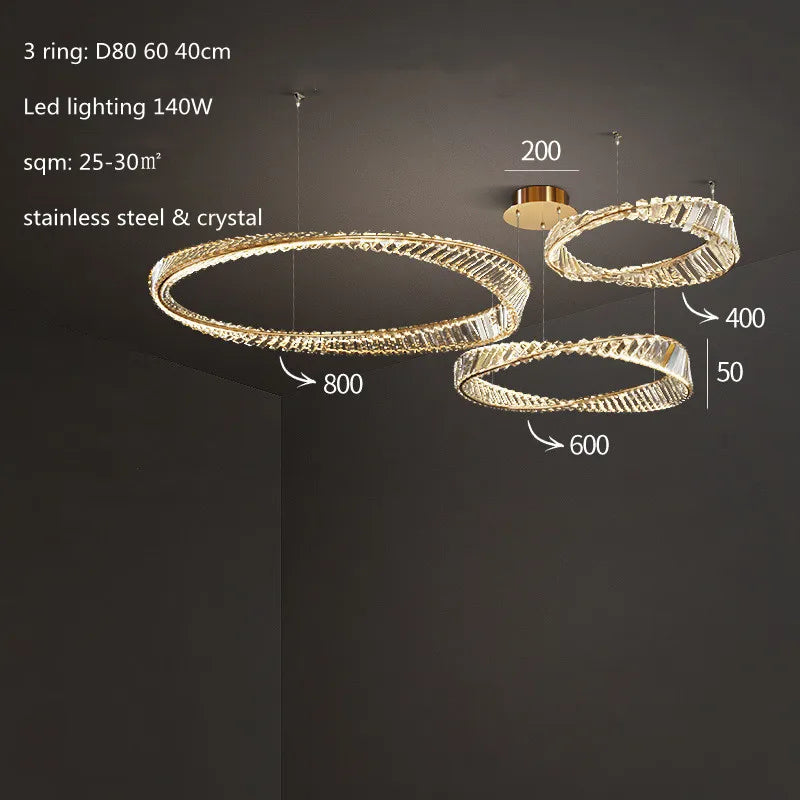 Modern Gold Ring Remote Dimmable Luxury Pendant Light