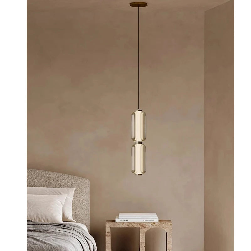 Postmodern minimalist long glass pendant lamp Restaurant bedside light American retro exhibition hall sample room pendant lamp