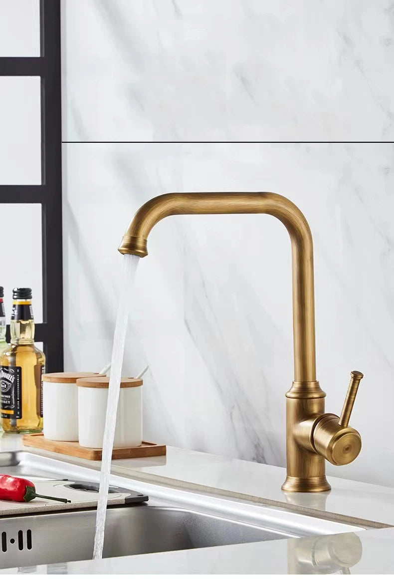 Black Kitchen Faucets Antique Bronze Faucet Kitchen Mixers Taps Cold And Hot Basin Sink Tap Water Mixers Antique Gold Chrome