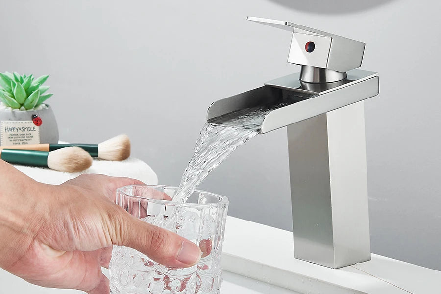 Waterfall Bathroom Sink Faucet Stainless Steel Basin Crane Tap For Bathroom Wash Basin Sink Mixer Tap