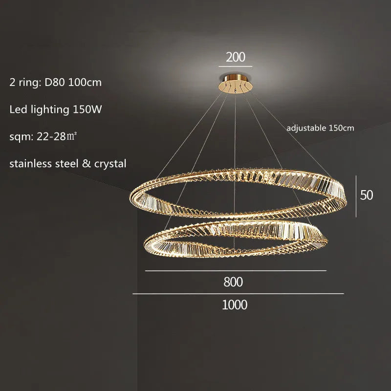 Modern Gold Ring Remote Dimmable Luxury Pendant Light