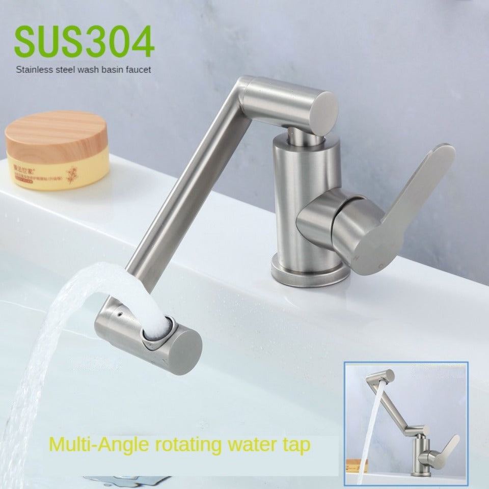 Bathroom Folding Faucet 360 Degree Rotation Single Handle Folding Faucet Taps Camping Cold and Hot Mixer Water Stainless Steel