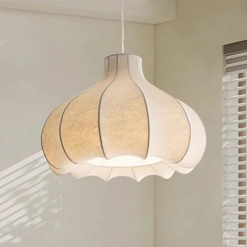 French Wabi Sabi Onion Head Silk LED Chandelier Dining Room Bar Bedroom Pendant Light Retro Restaurant Deco Hanging Lamp Fixture