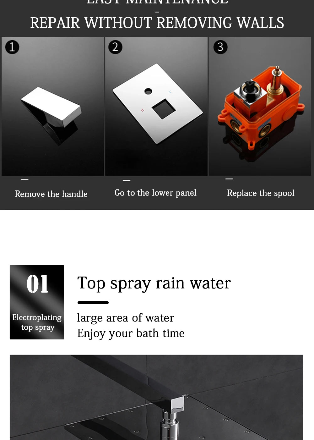 Thermostatic Shower Faucet Chrome Waterfall Rain Shower