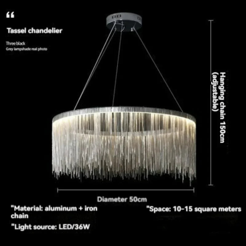 Nordic Postmodern Art Chandelier Creative Living Room Luxury Designer Tassel Round Dining Room Bedroom LED Decorative Lamps
