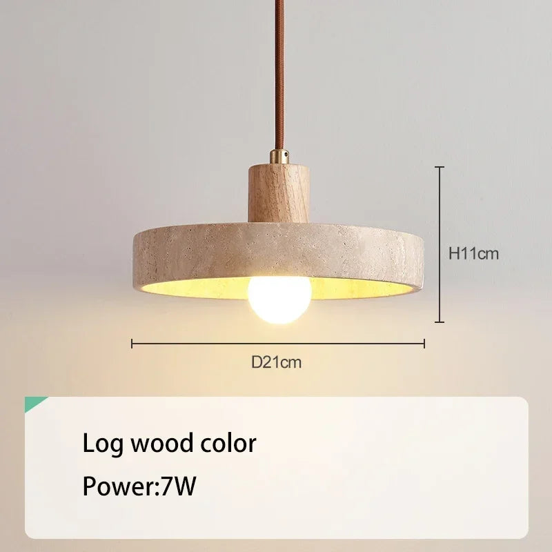 2024 New Design Stone Pendant Light with E27 Bulb Travertine Hanging Suspension Lamp for Kitchen Living Dining Room Bedroom