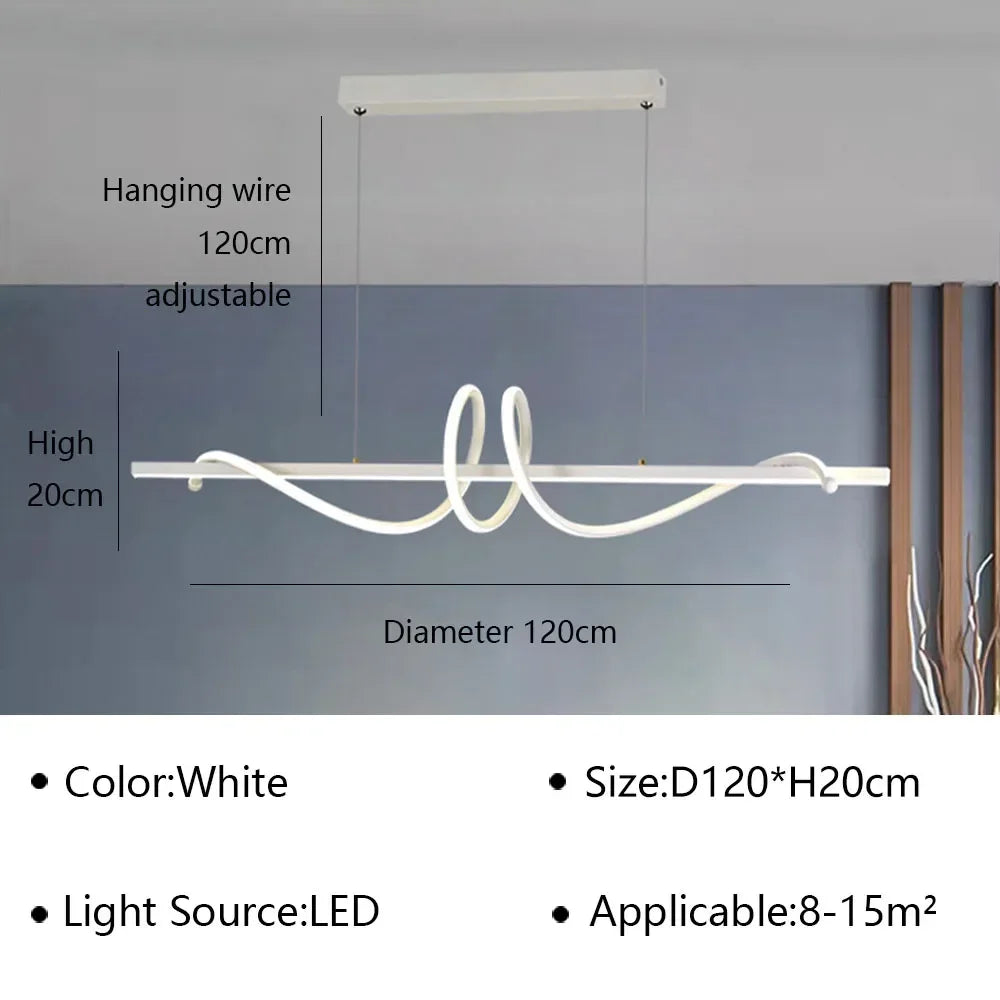 Modern Linear and LED Rope Pendant Lamp