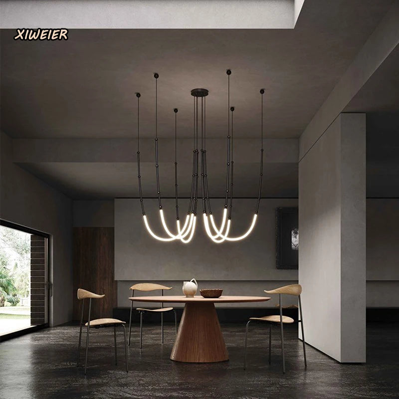 Nordic Ltalian Designer Living Room Lobby Lamps Simple Modern Bedroom Hotel Restaurant Lighting Linear Creative Chandelier
