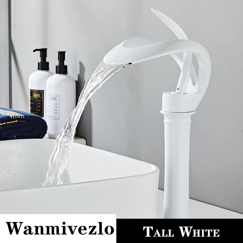 Creative Bathroom Basin Sink Faucet Brass Deck Mounted Single Handle Single Hole Stream Sprayer Cold Hot Water Mixer Bath Tap