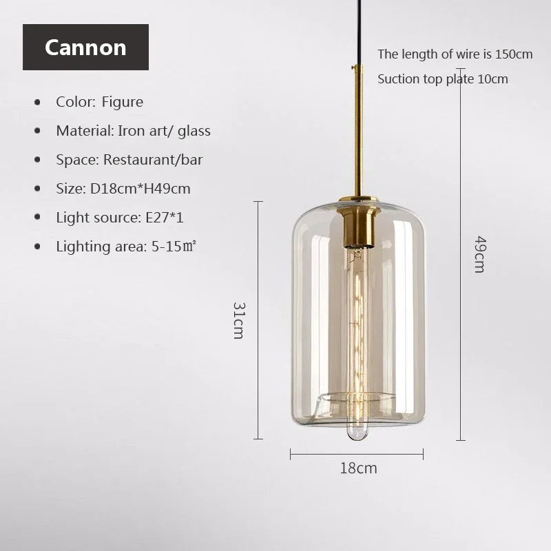 Modern Nordic hanging loft  Glass lustre Pendant Light industrial decor Lights Fixtures E27/E26 for Kitchen Restaurant Lamp