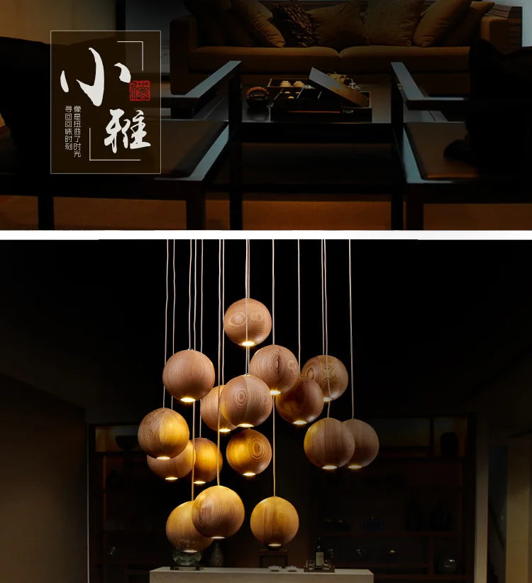 Solid Wood Creative Art Pendant Light