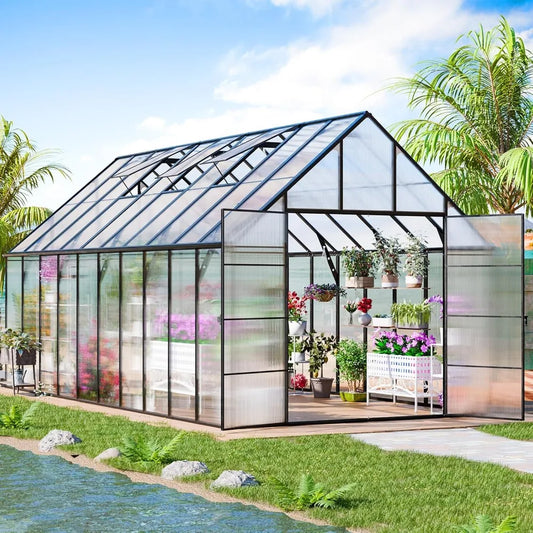 Greenhouse Aluminum Heavy Duty Polycarbonate with Vent Window