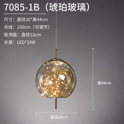 Nordic Bedside Led Glass Pendant Lights For Bedroom Bar Dining Living Room Amber Hanging Light Fixture Pendant Lamp