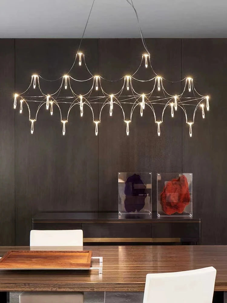 Restaurant Strip Chandelier Postmodern Light Luxury Lobby Front Desk Lamp Designer Minimalist Bar Dining Table Crystal LED Lamp