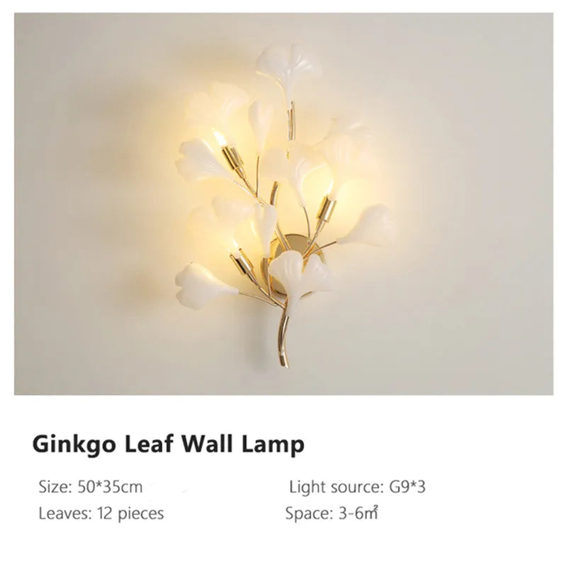 Modern Nordic Ginkgo Branch Leaf G9 LED Ceiling Chandelier For Living Dining Room Pendant Lamp Home Decor Lustre Indoor Lighting