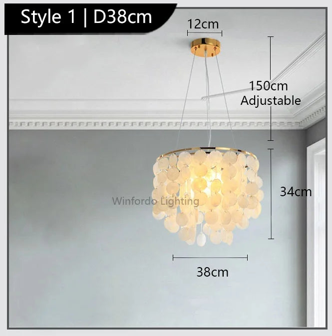 Luxury Shell Chandelier in Gold / Chrome