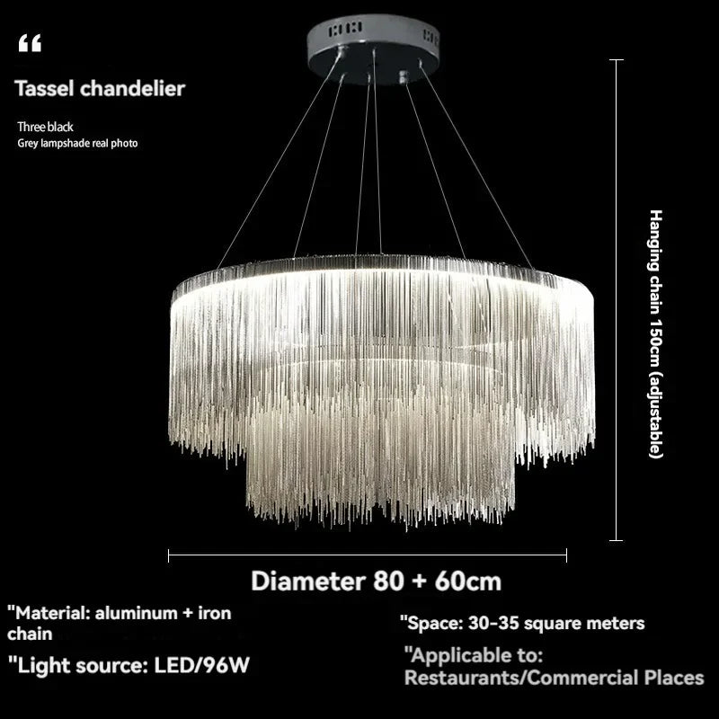 Nordic Postmodern Art Chandelier Creative Living Room Luxury Designer Tassel Round Dining Room Bedroom LED Decorative Lamps