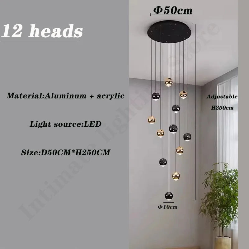 Pendent Lamp Stairs Chandelier lighting Living room Modern Pendant Lights for Kitchen Island Lustre stairs Hanging Ceiling Lamp