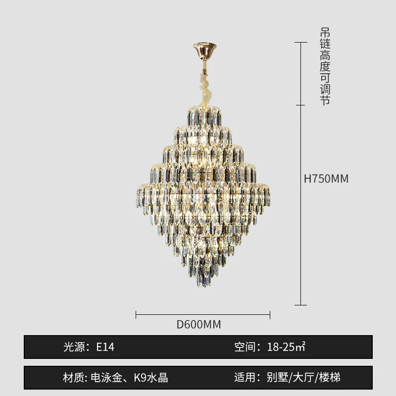 Designer LED Tiered Light Luxury Chandelier