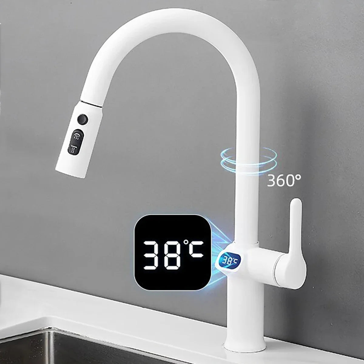 Kitchen Faucet Temperature Faucet Kitchen Pull Out Kitchen Sink Faucet Digital Display Function Rotatable Kitchen Taps
