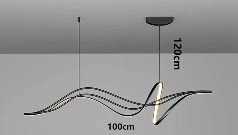 Modern Lines Led Pendant Light for Restaurant Dining Room Tables Kitchen Bar Counter Black Chandelier Home Decor Light Fixture