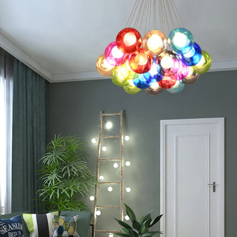 Glass Modern LED Ball Bubble Hanging Lamp