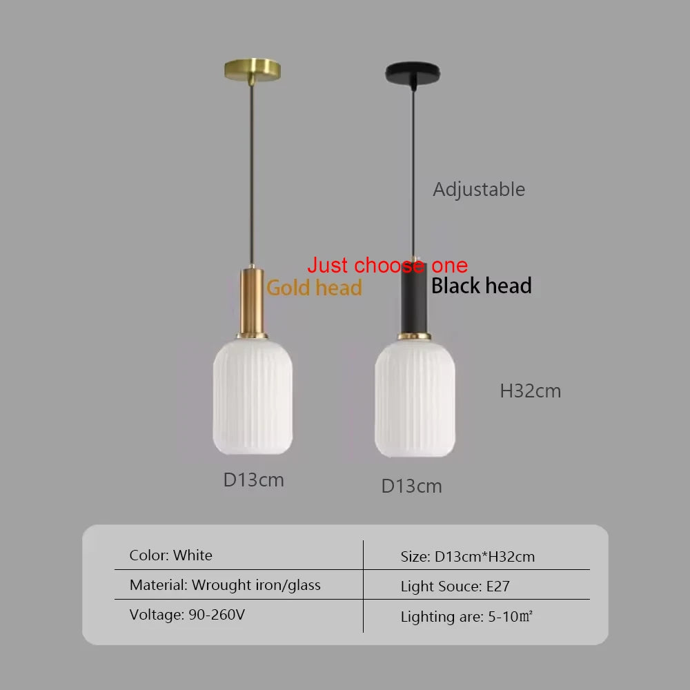 Nordic Restaurant Pendant Lights Glass Pendant Light For Living Dinning Room Lamp Simple Bedside Lustre LED E27 pendant Lighting