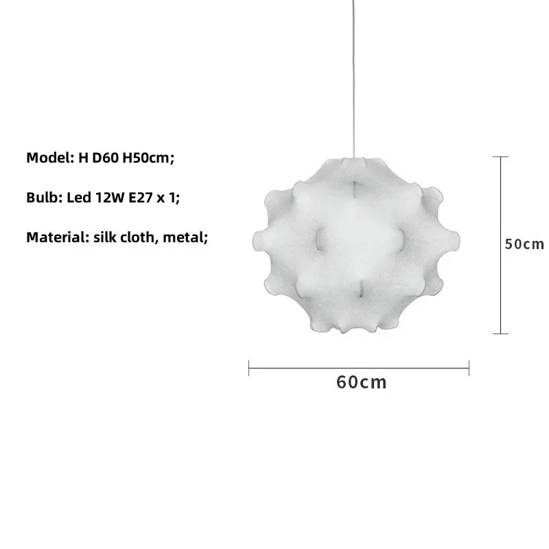 Nordic Minimalism Silk Led Pendant Lights Wabi Sabi Lustre E27 Pendant Lamp Suspend Chandelier Led Luminarias Hang Lamp Fixtures
