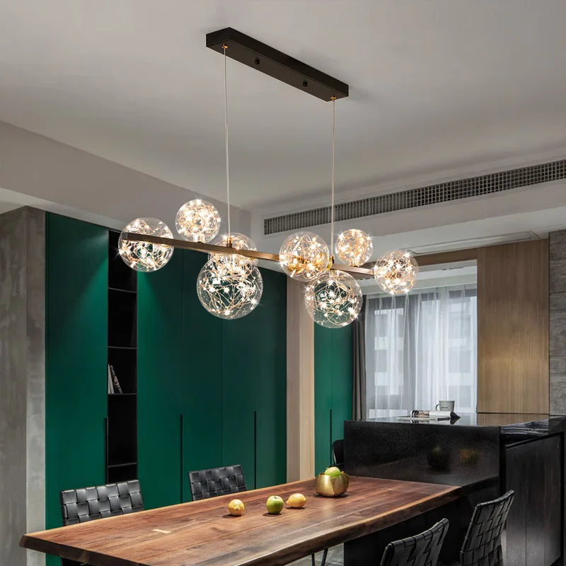 Nordic Clear Glass Ball Long LED Pendant Lamp