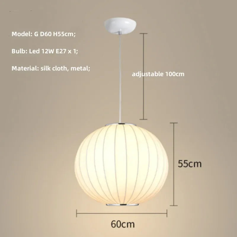 Nordic Minimalism Silk Led Pendant Lights Wabi Sabi Lustre E27 Pendant Lamp Suspend Chandelier Led Luminarias Hang Lamp Fixtures