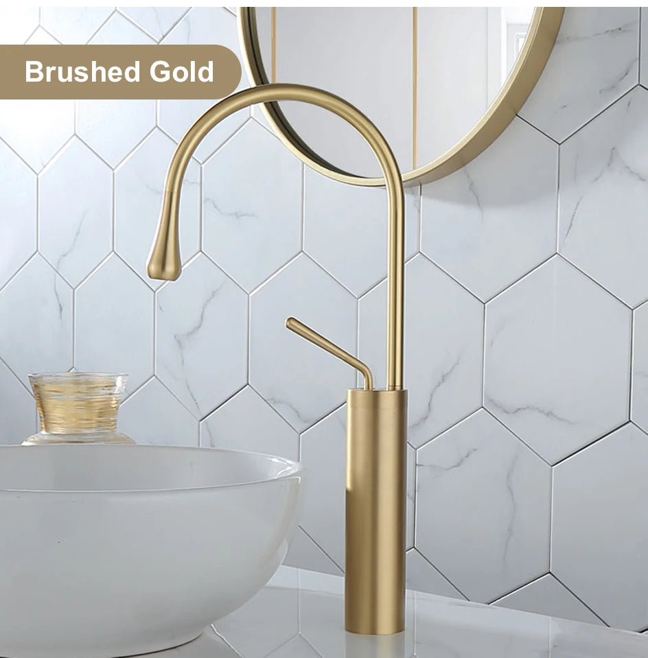 VGX Bathroom Faucets High Basin Mixer Sink Tall Faucet Gourmet Washbasin Taps Water Tap Hot Cold 360 Tapware Crane Brass Black