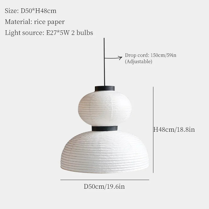Japanese Wabi-Sabi Rice Paper Pendant Lamp