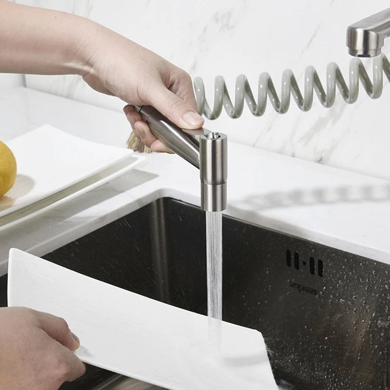 Alenartwater Kitchen Faucet Wall Mounted Rotable Sink Tap Dual Hole Single Handle Cold and Hot Water Mixer