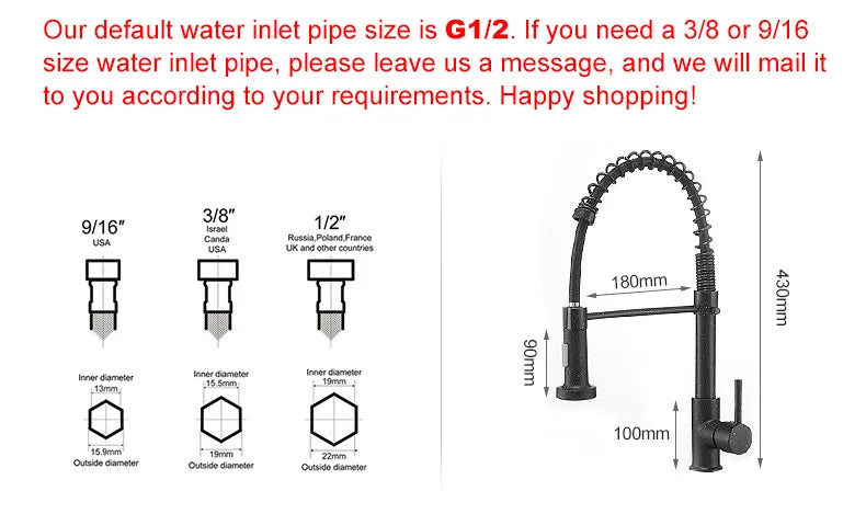 Brass kitchen sink faucet  360 degree rotating spring faucet  Single handle cold and hot mixed water tap