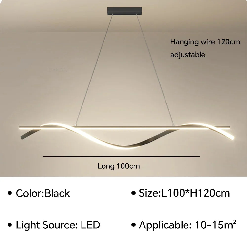 Modern Linear and LED Rope Pendant Lamp
