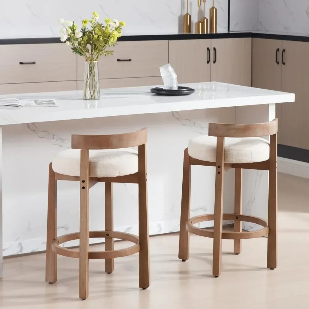 Mid-Century 26.5 Inch Linen Bar Stools Set of 4