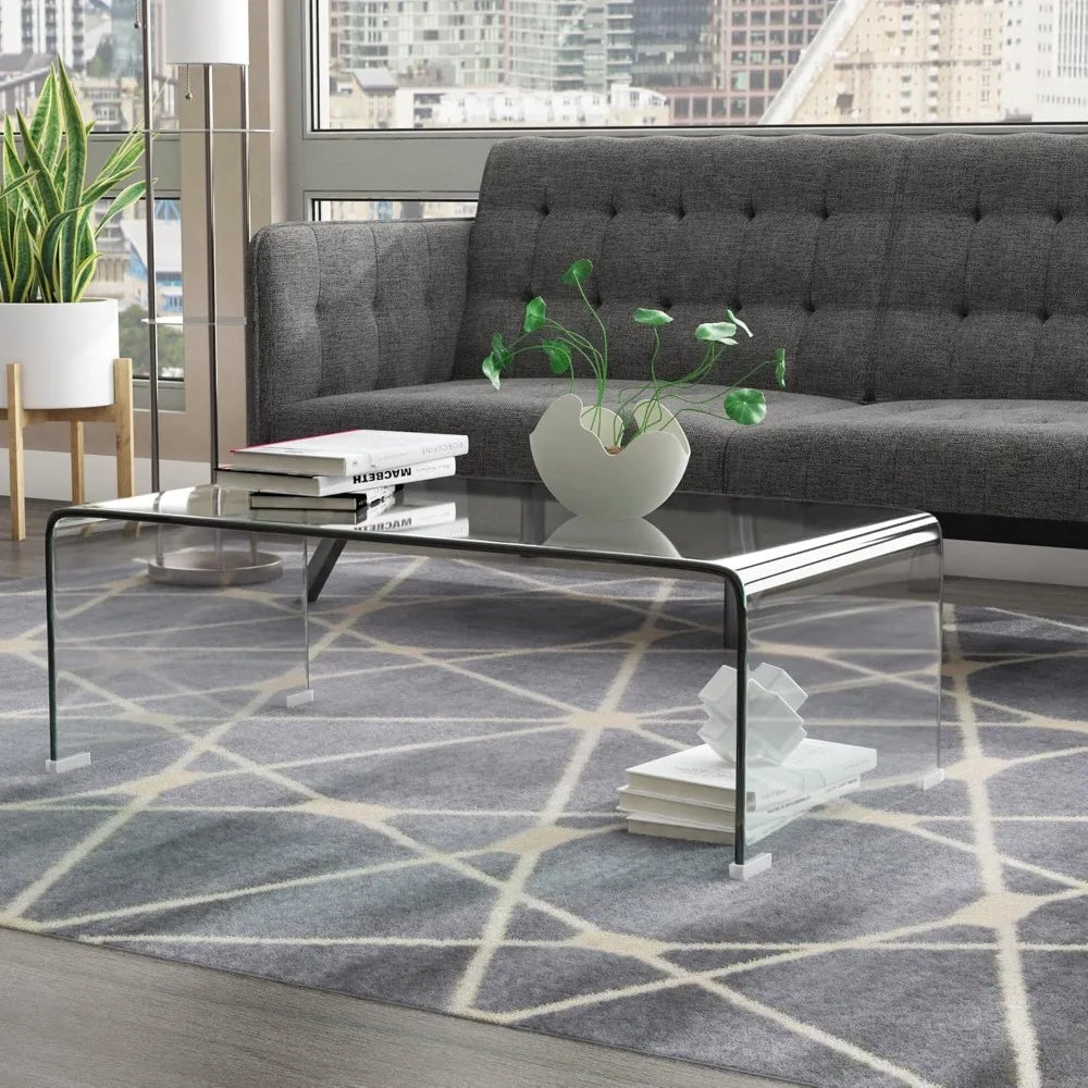 Modern Tempered Glass Coffee Table for Living Room