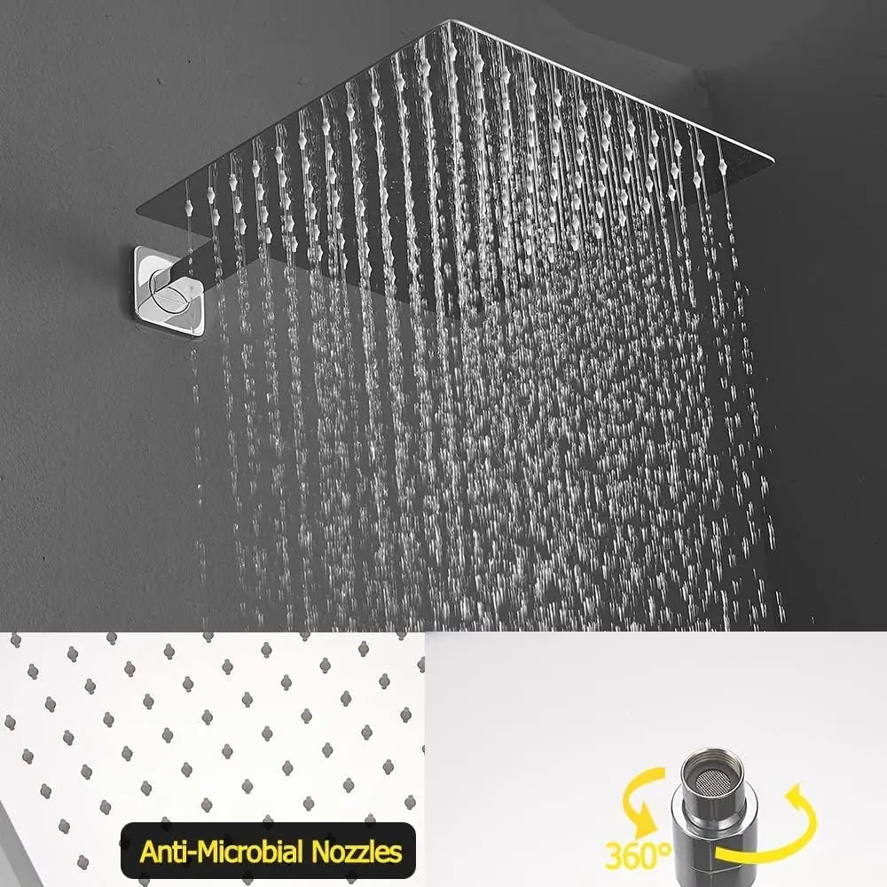 ZAPPO Bathroom Shower Set Bath Shower Faucet Mixer Rainfall Shower Head with Handshower Systerm Bathtub Tap Wall Mounted