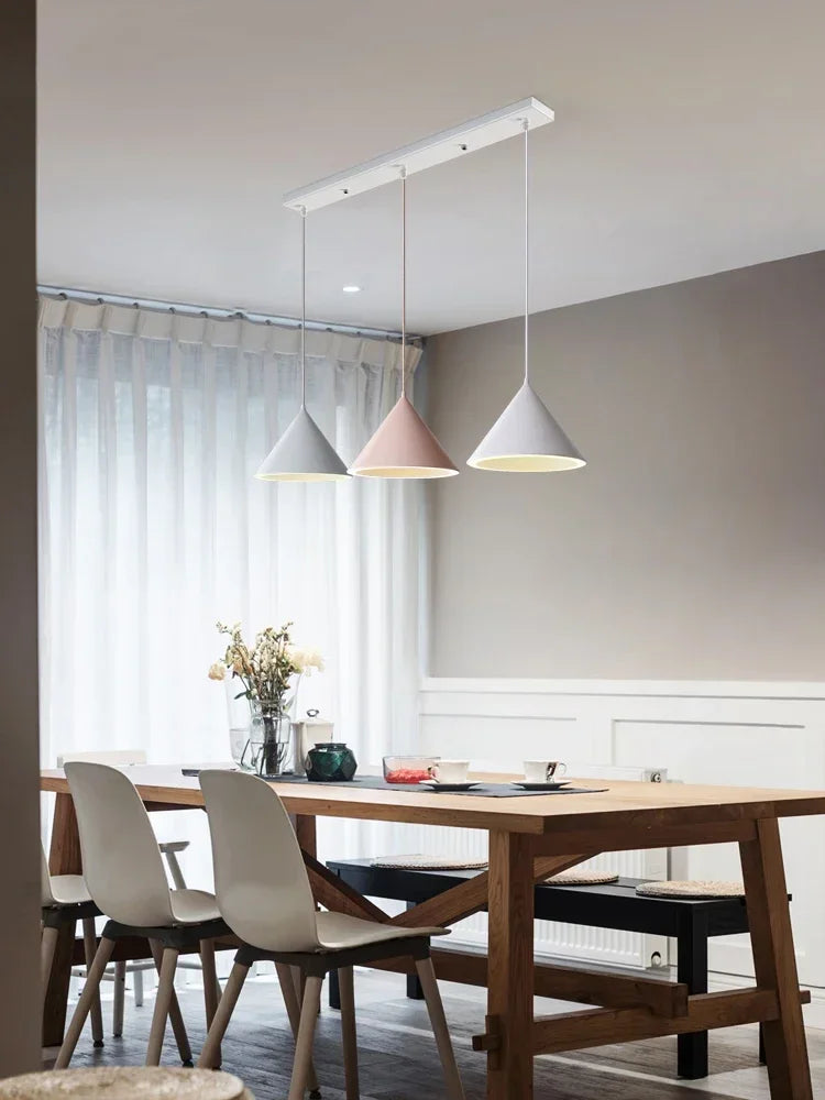 Modern Led Pendant Light Fixture With Aluminum Lampshade For Diningroom Cafe Bar Restaurant Nordic Cone Hanging Lamp Lampadario