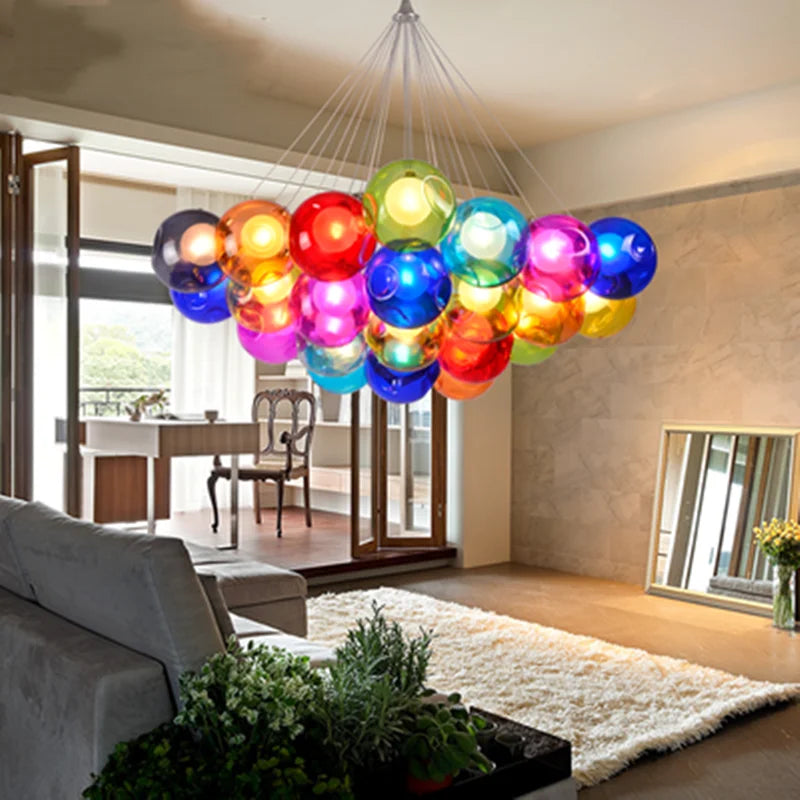Glass Modern LED Ball Bubble Hanging Lamp